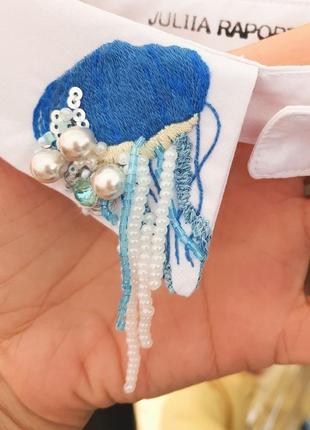 Комір з ручною вишивкою на стійці "медузи"4 фото