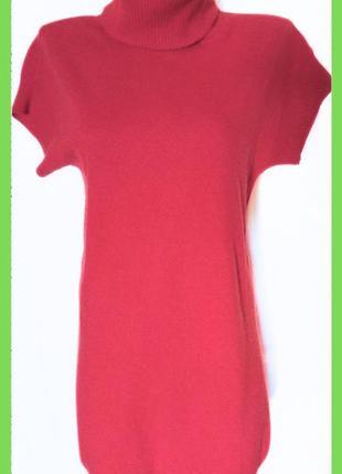 Трикотажное красное шерстяное мини платье гольф короткий рукав шерсть р. s stefanel
