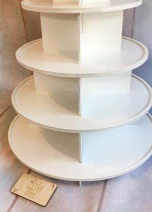 Дерев'яна підставка для кексів, мафінів, капкейків біла 54,4х39 см (6 ярусів)2 фото