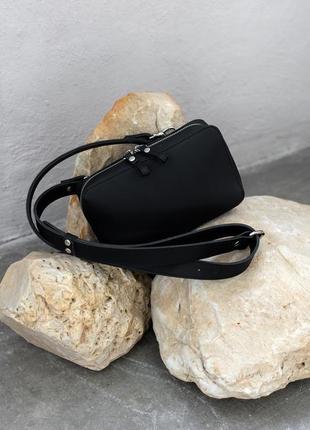 Жіноча сумка арт. 625 із натуральної шкіри із легким матовим ефектом чорного кольору1 фото