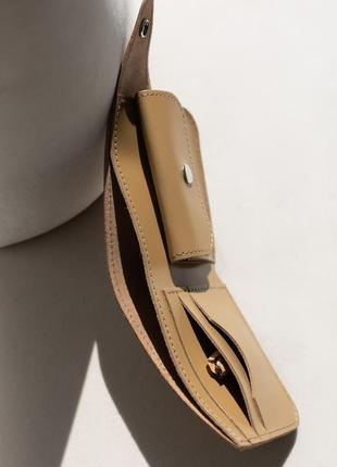Місткий гаманець ручної роботи арт. 101 кольору капучіно з натуральної шкіри2 фото