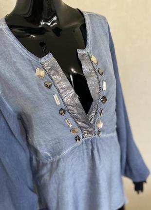 Блуза туніка великого розміру гарного блакитного кольору наряд outlet3 фото