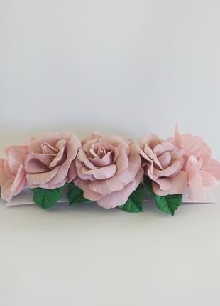 Повязочки для девочки "пудровые розы"5 фото