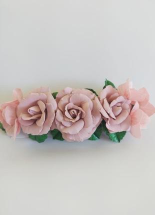 Повязочки для девочки "пудровые розы"6 фото