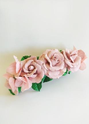 Повязочки для девочки "пудровые розы"4 фото