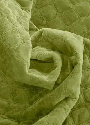 Покрывало теп velour велюр р.220х240см. салатовое. ромб4 фото