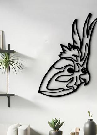 Декоративне панно з дерева, сучасна картина на стіну "папуга", стиль мінімалізм 20x28 см