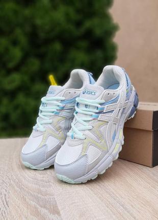 Кроссовки asics gel kahana 8 бежевые с голубым1 фото