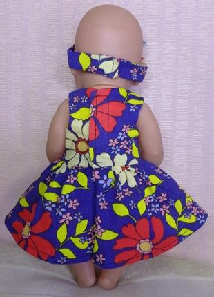 Одяг ! комплект :плаття і пов'язка для ляльки бебі борн зростанням 43 див. чи подібних ляльок .5 фото