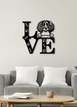 Панно love&paws американский водяной спаниель 20x20 см - картины и лофт декор из дерева на стену.