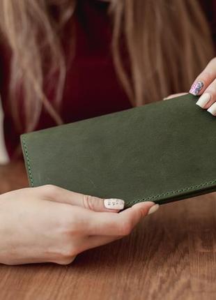 Великий місткий шкіряний гаманець-клатч ручної работы_подарок дружині