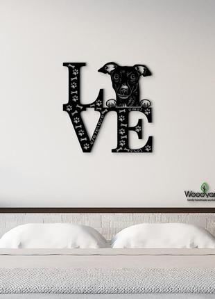 Панно love&bones італійський хорт 20x20 см - картини та лофт декор з дерева на стіну.