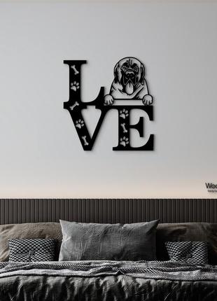 Панно love&paws мастиф 20x20 см - картины и лофт декор из дерева на стену.
