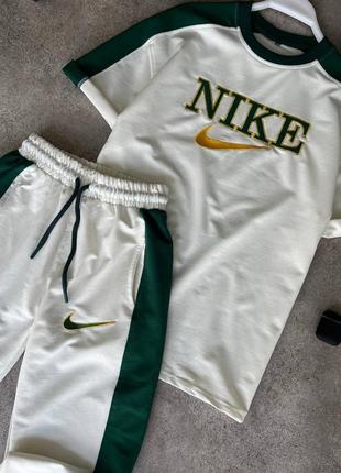 Чоловічий спортивний костюм nike ☀️ на весну у біло-зеленому кольорі premium якості, стильний та зручний костюм на кожен день3 фото