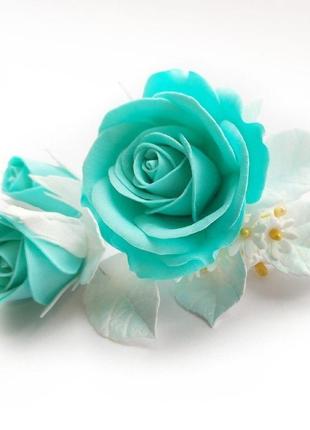 Шпилька з трояндою набір шпильок блакитна троянда