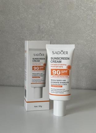 Крем захист від сонця sadoer spf90+ pa+++ для обличчя uva и uvb , 50 грам