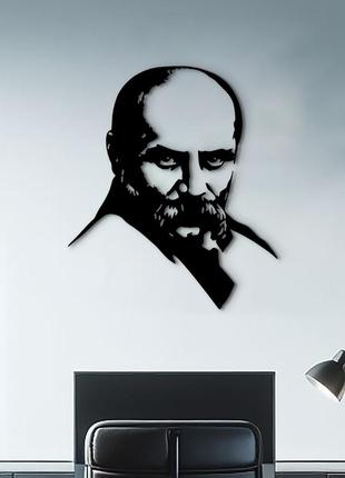 Черная картина на стену, деревянный декор для дома "портрет шевченко", декоративное панно 20x23 см