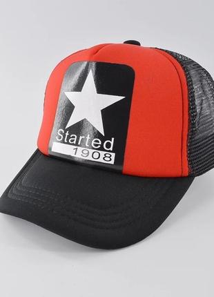 Дитяча кепка тракер зірка (star) із сіточкою червона, унісекс wuke one size