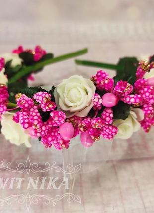 Веночек с розами. свадебный венок для волос в розовых тонах. венок из цветов для фотосессии4 фото