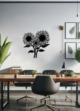 Декор в кімнату, сучасна картина на стіну "сім'я соняшників", стиль лофт 20x20 см5 фото