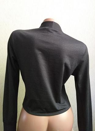 Кроп топ. гольф. водолазка. укороченный лонгслив. спортивная кофта с начесом. прорези для больших пальцев. эластиковый. темно-серый, асфальтовый.2 фото
