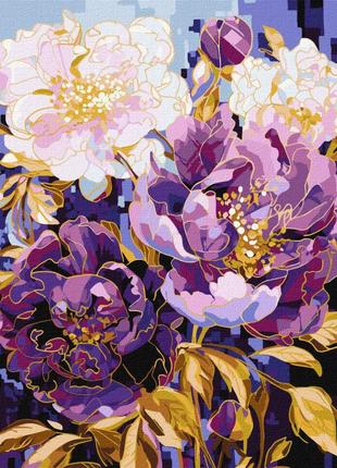 Картина за номерами "квітковий калейдоскоп із фарбами металік extra" kho3266 40х50см від polinatoys