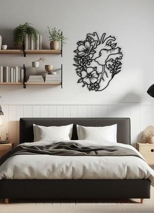 Декор в кімнату, сучасна картина на стіну "серце з квітковим візерунком", стиль лофт 20x23 см9 фото