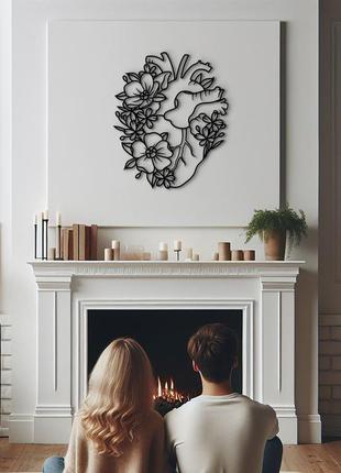 Декор в кімнату, сучасна картина на стіну "серце з квітковим візерунком", стиль лофт 20x23 см5 фото