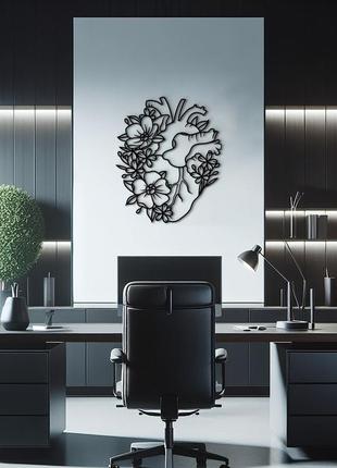 Декор в кімнату, сучасна картина на стіну "серце з квітковим візерунком", стиль лофт 20x23 см2 фото