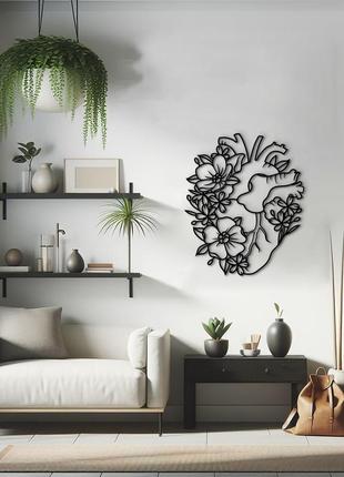 Декор в кімнату, сучасна картина на стіну "серце з квітковим візерунком", стиль лофт 20x23 см10 фото