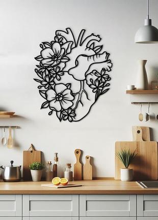 Декор в кімнату, сучасна картина на стіну "серце з квітковим візерунком", стиль лофт 20x23 см6 фото