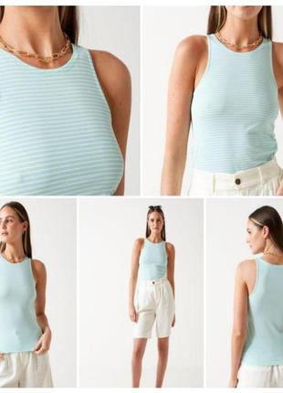 Короткий топ в мятную полоску madi jill vero moda