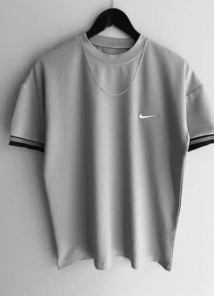 Футболка женская / мужская серая оверсайз (oversize) nike