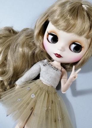 Стильная одежда для блайз нарядный бежевый комплект для blythe набор юбка и кофта для кукол