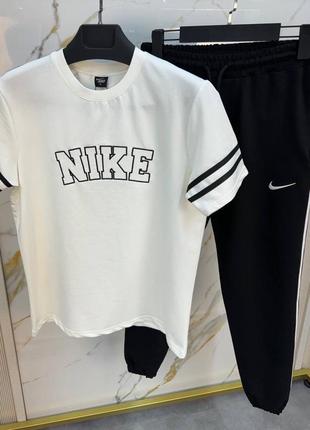 Мужской спортивный костюм nike на лето в бело-черном цвете northern качества, стильный и удобный костюм на каждый день
