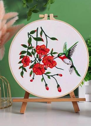Набор для вышивания по нанесённой на канву схеме «little bird and apricot ». aida 14ct printed , 37*22 см