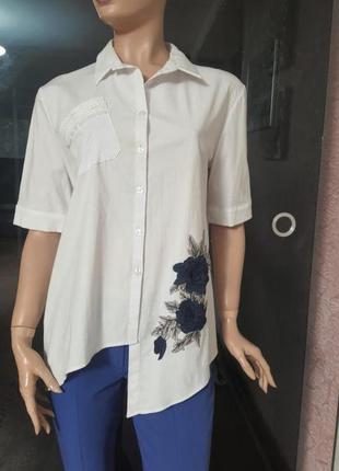 Рубашка kosmika туреченица хлопок рубашка туника блузка блуза белая
