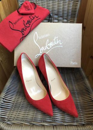 Замшевые туфли-лодочки christian louboutin, оригинал.