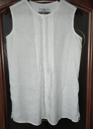 Білосніжна льняна сорочка / блуза paul kehl (100% льон)