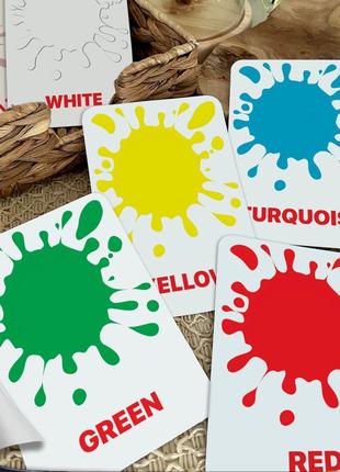 Дитячі навчальні картки домана ‘‘кольори’’ англійською мовою, у наборі 16 карток