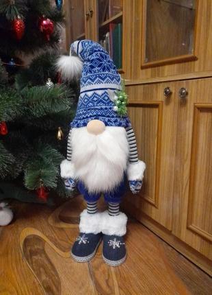 Скандинавський гном. новорічний великий гном. різдвяний гном на ніжках.1 фото