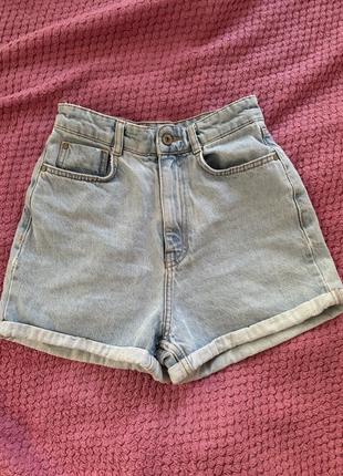 Голубые джинсовые шорты zara mom4 фото