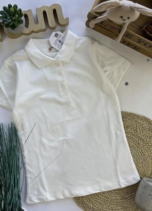 Поло белое короткий рукав