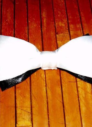 Галстук-бабочка бело-чёрная двухслойная