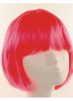 Парик "каре" матовый, малиновый