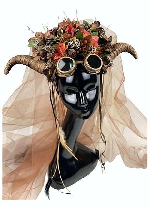 Обруч із фатою фея стімпанк