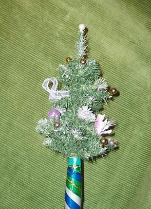 Посох св. николая/деда мороза деревянный цельный - елочный