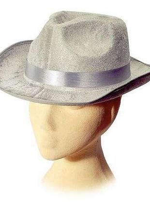 Капелюх сірий гангстерський. капелюх карнавальний