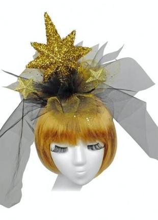 Шляпка super star черно-золотистая