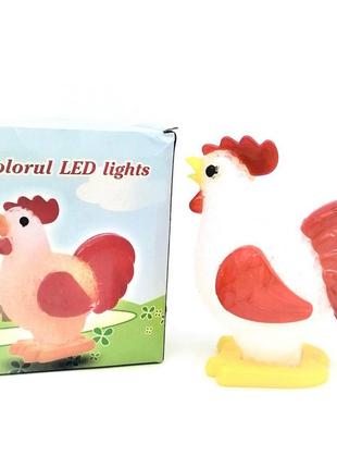 Ночник светящийся петушок led 12см (8021-1, 1/288/12)